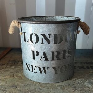 Metallic Bucket with Rope Handles